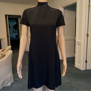 Iceberg Black High Neck Short-sleeve Dress with Sequin Details
